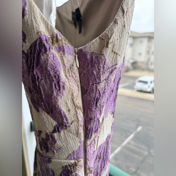 🆕✨DonnaKaran New York Textured Floral Midi Dress Purple Beige Jacquard Size 4,12 - Picture 9 of 16